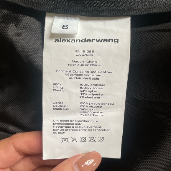 Alexander Wang Black Lambskin Leather Shorts Logo Waistband Side Zip Size 6 - Picture 9 of 12